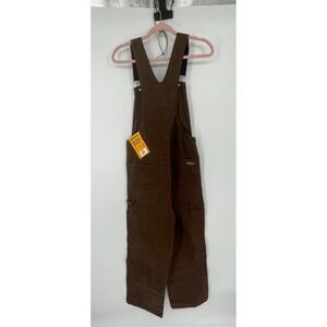NWT Berne Mens Heartland Unlined Washed Duck Bark 100% Cotton Bib Overall 34x32